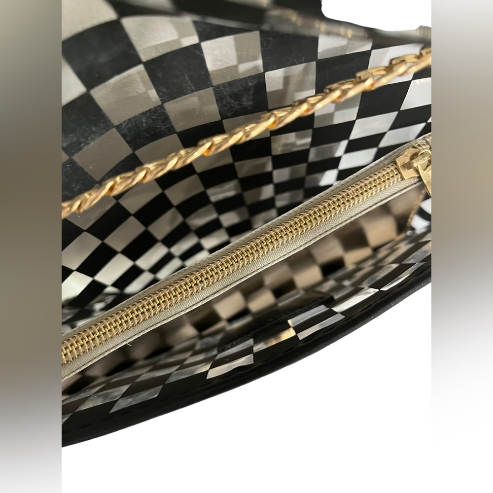 Crossbody Black Checkered Bag w/small interior bag included - Picture 8 of 9